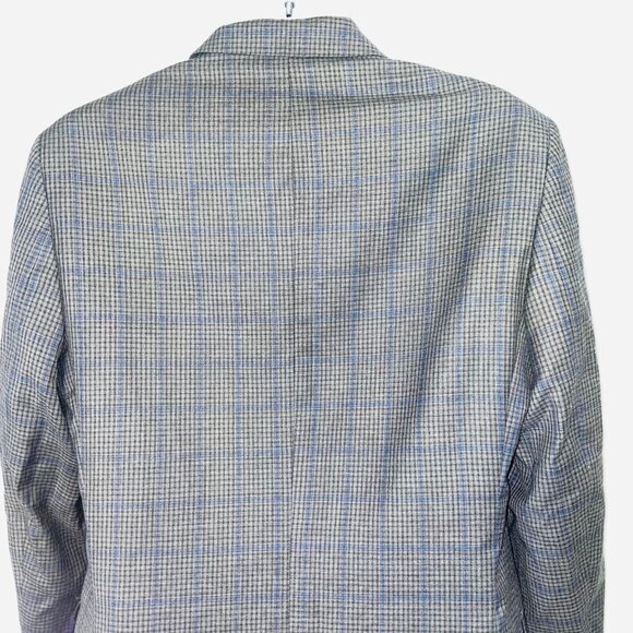 DKNY Mens M Blazer Gray Black Windowpane Plaid Suit Jacket - Picture 7 of 12